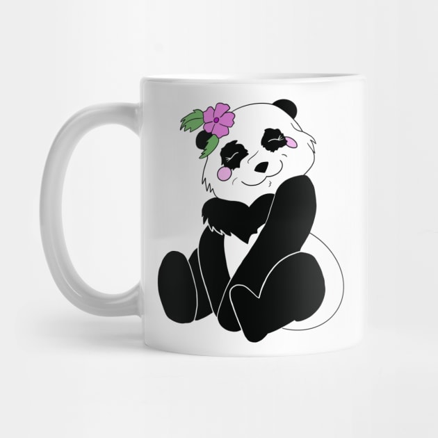 Panda with Flower by Mamma Panda1